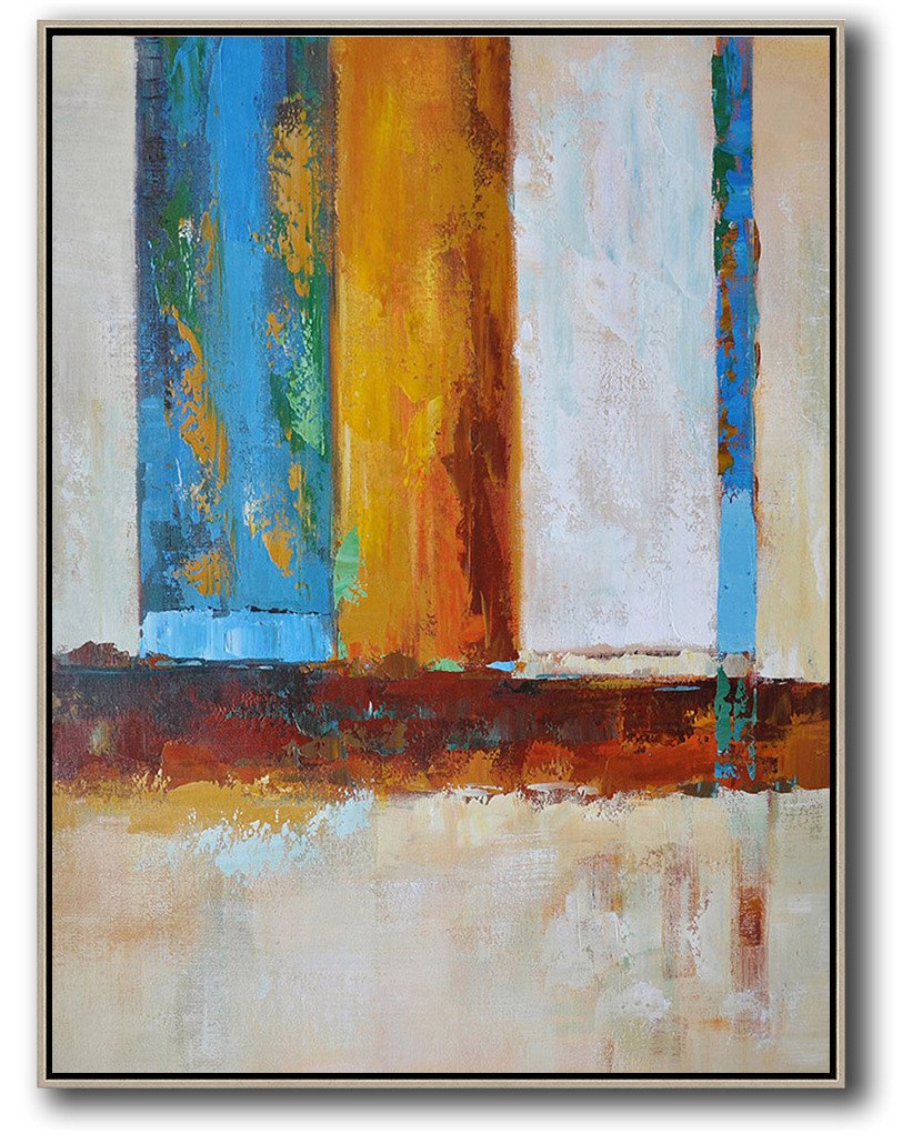 Vertical Palette Knife Contemporary Art #L3B - Modern Art Paintings Large